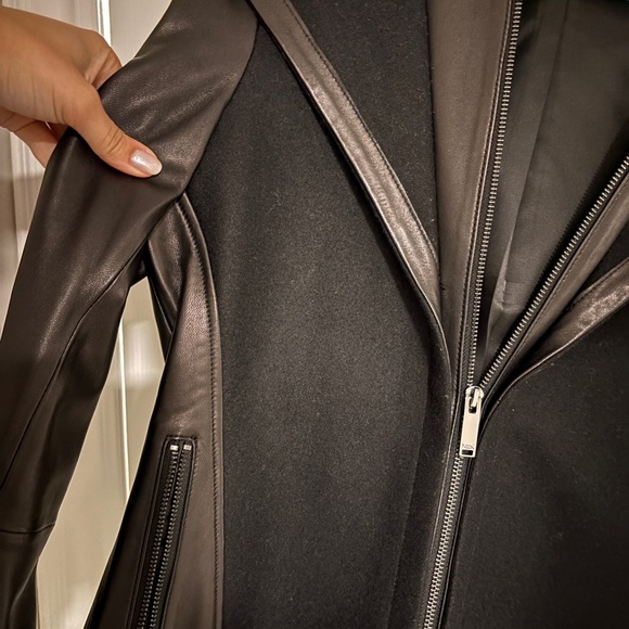 Danier Women's Black Leather Hooded Jacket - Picture 3 of 5